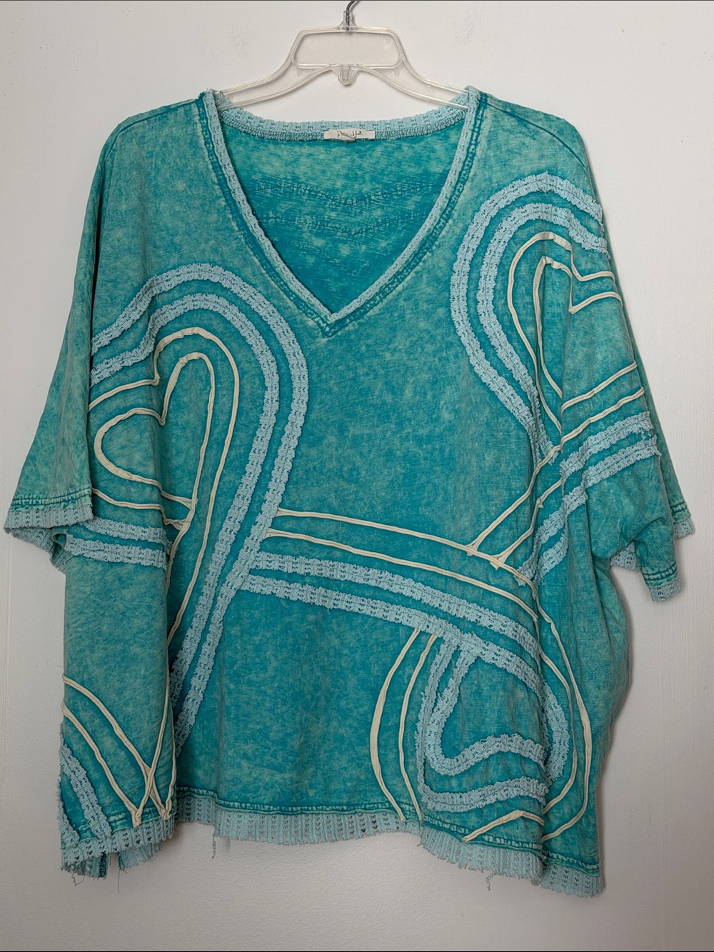 Oli & Hali Teal V-Neck Embroidered Tunic